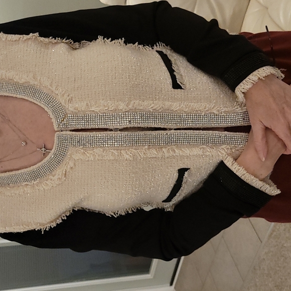 Jacket Only..Boston Proper Rhinestone and Fringe Jacket styled with turtlen NWOT - Picture 10 of 13